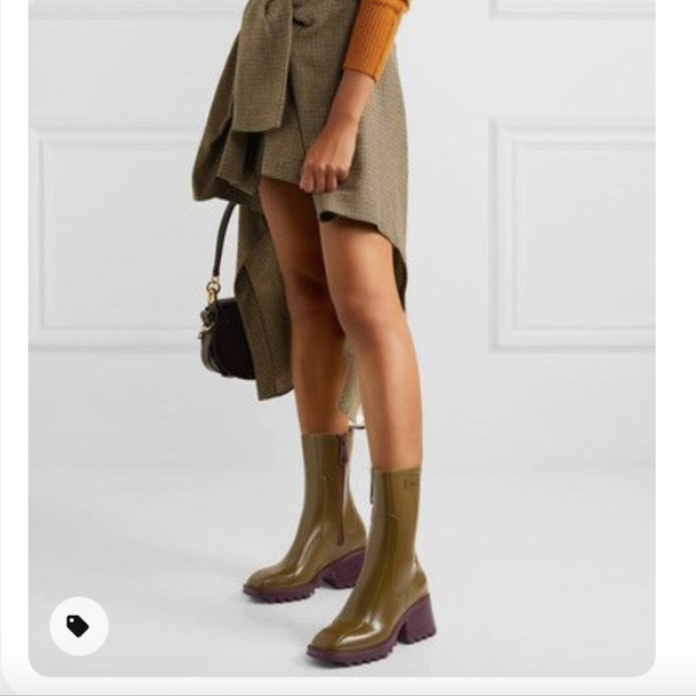 Olive Green Platform Rain Boots - Women's Chelsea Style